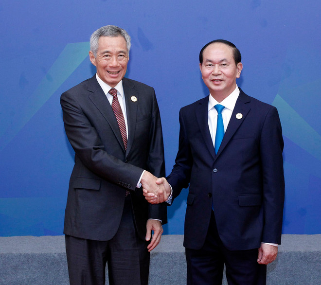 越南国家主席陈大光会见新加坡总理李显龙 ảnh 1 越南国家主席陈大光会见新加坡总理李显龙 ảnh 1