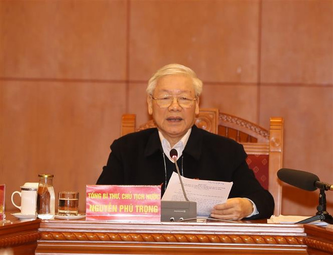 越共中央总书记、国家主席阮富仲主持越共十三大文件起草小组会议 ảnh 2