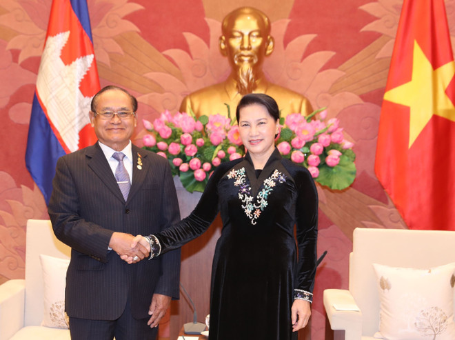 越南国会主席阮氏金银会见柬埔寨王国参议院副议长狄诺 ảnh 1