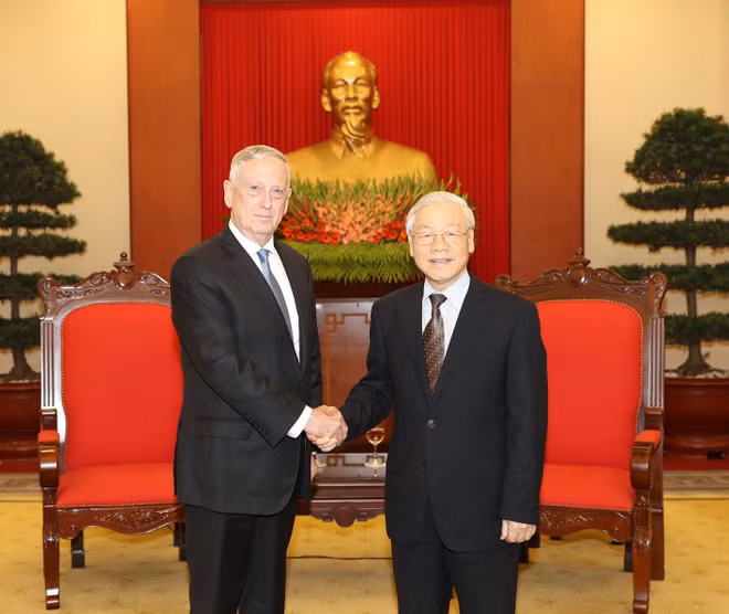 越共中央总书记阮富仲会见美国国防部代表团 ảnh 1 越共中央总书记阮富仲会见美国国防部代表团 ảnh 1