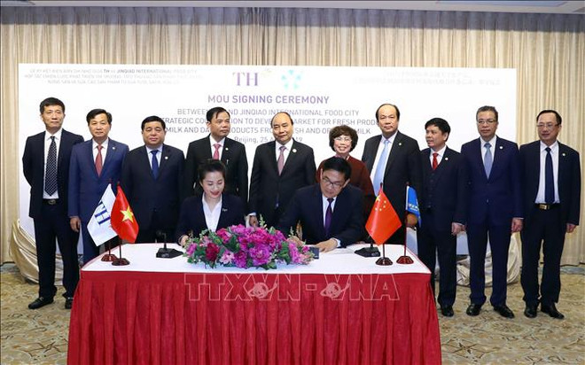 阮春福出席TH集团与中国无锡金桥公司合作备忘录签署仪式 ảnh 1