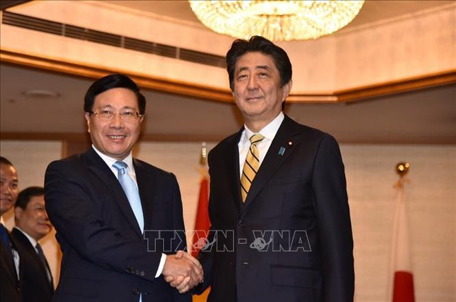 越南政府副总理兼外长范平明在东京会见日本高级领导和老挝总理通伦 ảnh 1