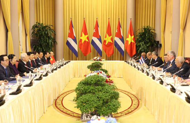 阮富仲与古巴国务委员会主席兼部长会议主席迪亚斯-卡内尔会谈 ảnh 1