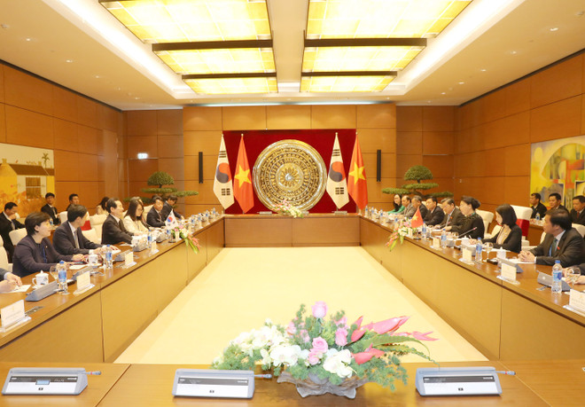 越南国会主席阮氏金银同韩国国会议长丁世均举行会谈 ảnh 2 越南国会主席阮氏金银同韩国国会议长丁世均举行会谈 ảnh 2