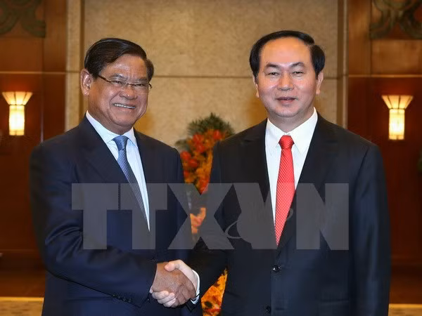 越南国家主席陈大光会见柬埔寨副首相韶肯 ảnh 1