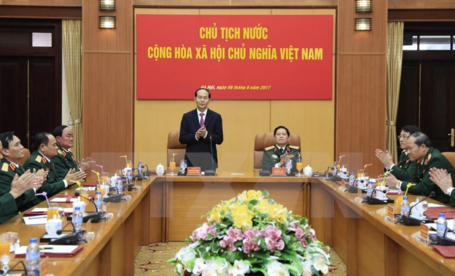 国家主席陈大光在国防部指导工作 ảnh 1 国家主席陈大光在国防部指导工作 ảnh 1