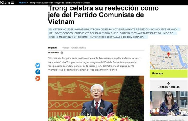 越共十二大:阿根廷美洲通讯社报道越共十二大的成功召开 ảnh 1 越共十二大:阿根廷美洲通讯社报道越共十二大的成功召开 ảnh 1