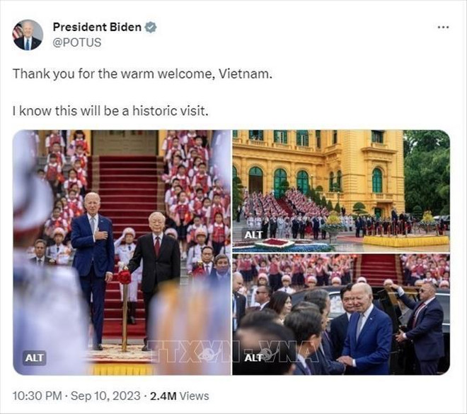 美国总统乔·拜登:访越之旅是“历史性时刻” ảnh 1 美国总统乔·拜登:访越之旅是“历史性时刻” ảnh 1