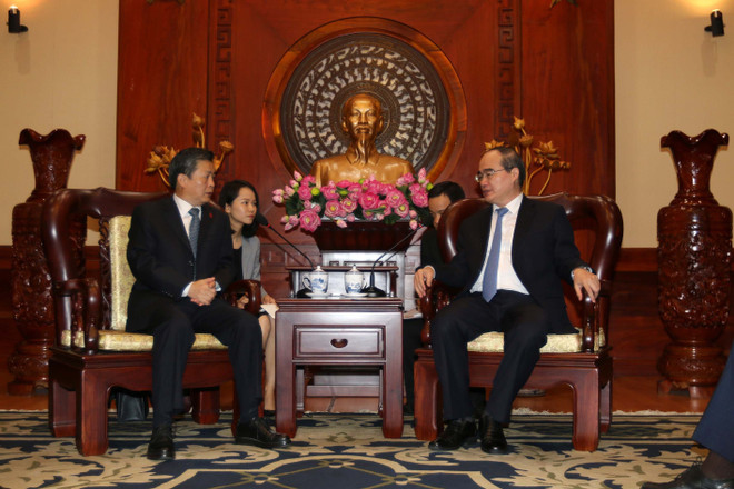 胡志明市市委书记阮善仁会见中国驻胡志明市总领事陈德海 ảnh 2 胡志明市市委书记阮善仁会见中国驻胡志明市总领事陈德海 ảnh 2