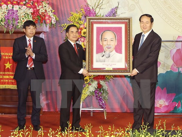 陈大光主席出席宁平省华闾县荣获越南新农村建设新标准称号授予仪式 ảnh 1