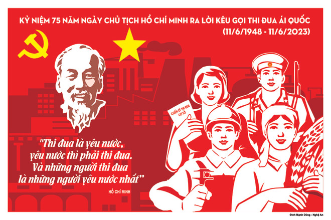 胡志明主席发出 “爱国竞赛” 号召75周年宣传海报系列亮相 ảnh 1 胡志明主席发出 “爱国竞赛” 号召75周年宣传海报系列亮相 ảnh 1