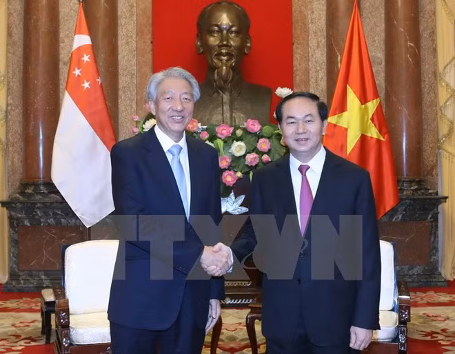 越南国家主席陈大光会见新加坡副总理张志贤 ảnh 1
