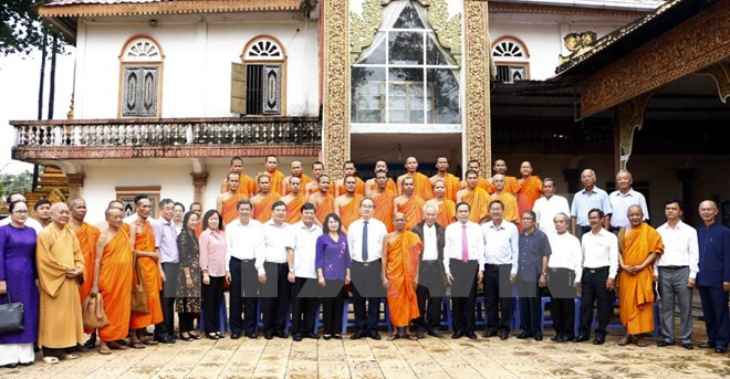 越南祖国阵线中央委员会主席阮善仁访问高棉南宗佛教学院 ảnh 1 越南祖国阵线中央委员会主席阮善仁访问高棉南宗佛教学院 ảnh 1