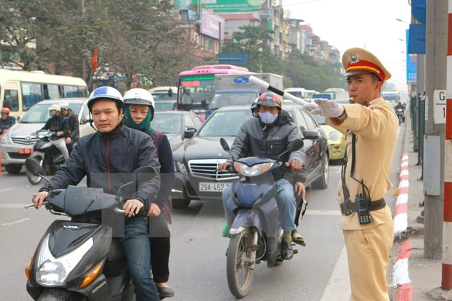 河内市开展越共十二大和春节前夕城市交通秩序保障措施 ảnh 1