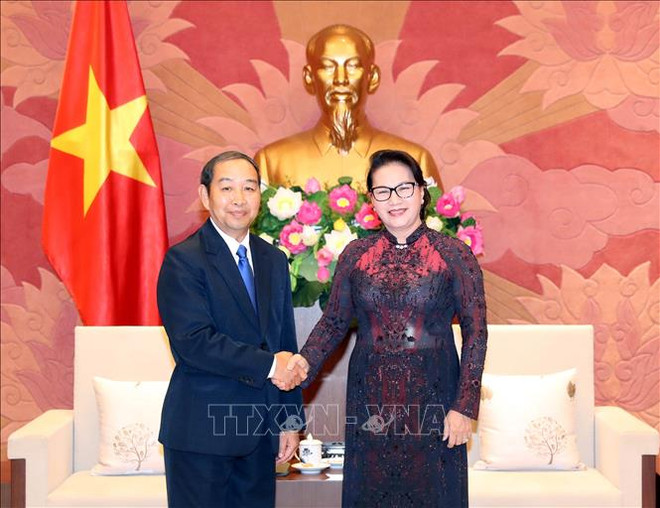 越南国会主席阮氏金银会见老挝最高人民法院院长 ảnh 1 越南国会主席阮氏金银会见老挝最高人民法院院长 ảnh 1
