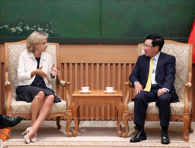 越南政府副总理兼外交部长范平明会见法兰西岛大区议会主席佩克雷斯 ảnh 1 越南政府副总理兼外交部长范平明会见法兰西岛大区议会主席佩克雷斯 ảnh 1