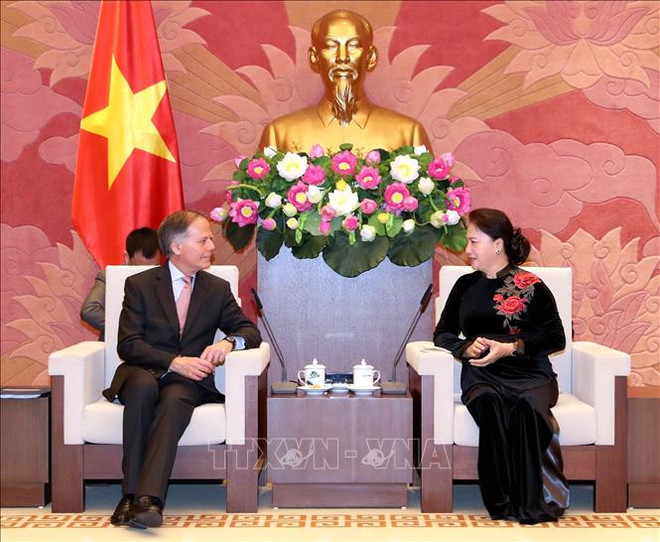 国会主席阮氏金银会见意大利外交与国际合作部部长莫阿韦罗 ảnh 2