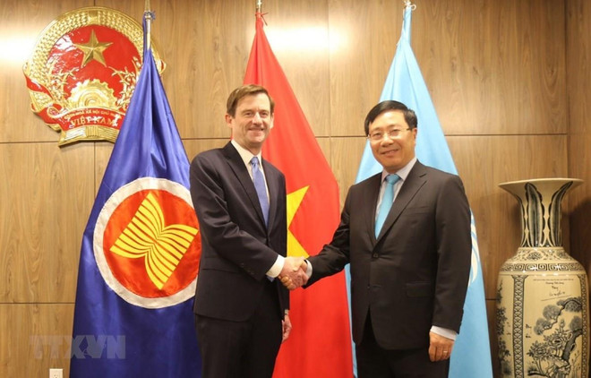 越南政府副总理兼外交部部长范平明在联合国大会期间同各国领导举行双边会晤 ảnh 1 越南政府副总理兼外交部部长范平明在联合国大会期间同各国领导举行双边会晤 ảnh 1