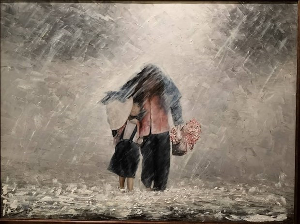  “稚嫩画笔”画展展出越通社记者的70件作品 ảnh 2