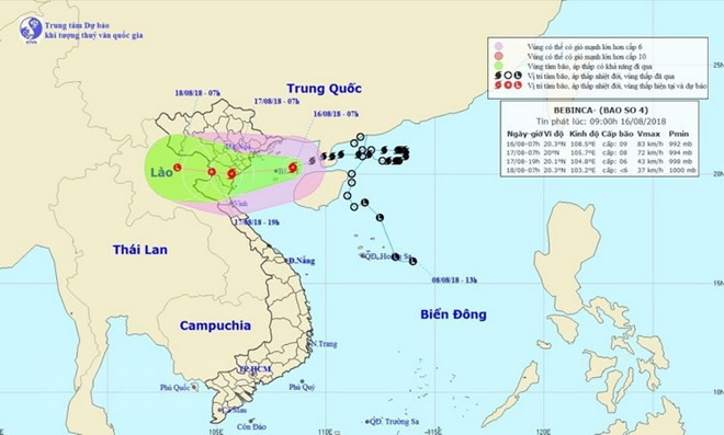 8月16日夜第四号台风直接影响广宁至乂安各省 ảnh 1 8月16日夜第四号台风直接影响广宁至乂安各省 ảnh 1