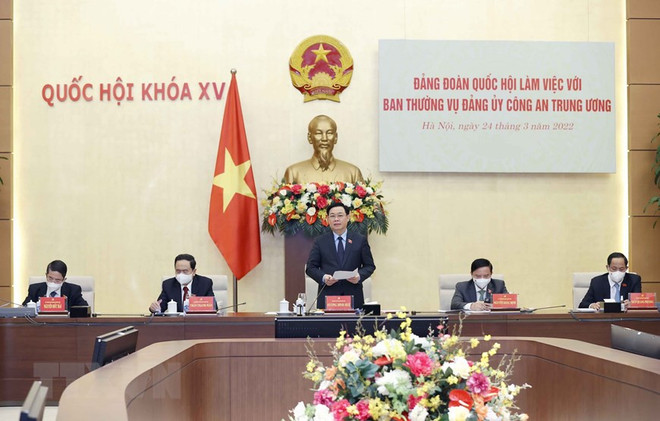 国会主席王廷惠主持国会党组与中央公安党委常务委员会会议 ảnh 1