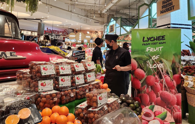 越南北江新鲜荔枝出现在泰国大型购物中心货架上 ảnh 2