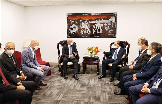 越南国家主席阮春福会见国际足联主席詹尼·因凡蒂诺 ảnh 1 越南国家主席阮春福会见国际足联主席詹尼·因凡蒂诺 ảnh 1
