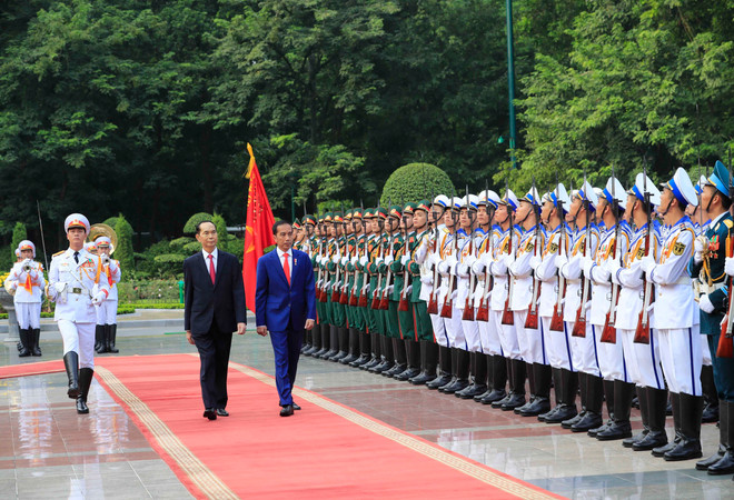 越南国家主席陈大光欢迎印尼总统到访 双方举行会谈 ảnh 1 越南国家主席陈大光欢迎印尼总统到访 双方举行会谈 ảnh 1