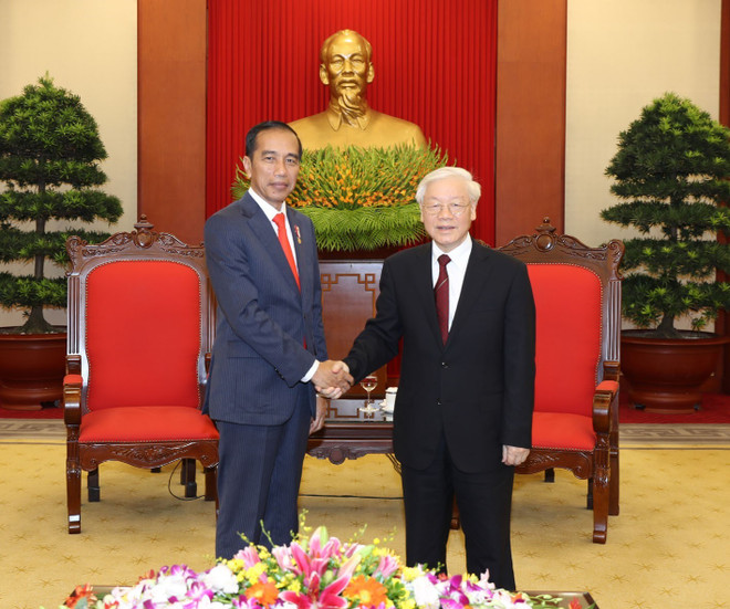 越共中央总书记阮富仲会见印尼总统佐科维多多 ảnh 1 越共中央总书记阮富仲会见印尼总统佐科维多多 ảnh 1