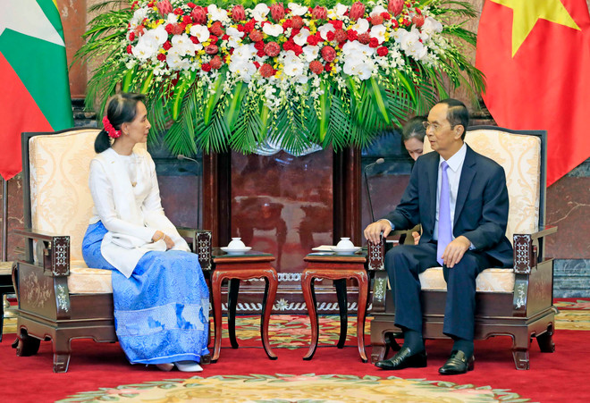 越南国家主席陈大光会见缅甸国务资政昂山素季 ảnh 2 越南国家主席陈大光会见缅甸国务资政昂山素季 ảnh 2