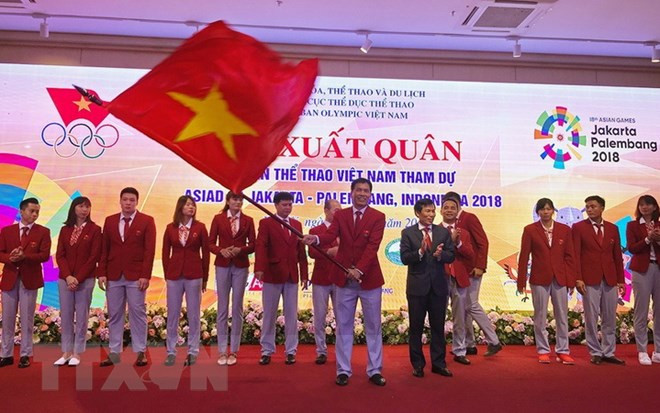 2018年亚运会越南体育代表团出征仪式在河内隆重举行 ảnh 1 2018年亚运会越南体育代表团出征仪式在河内隆重举行 ảnh 1