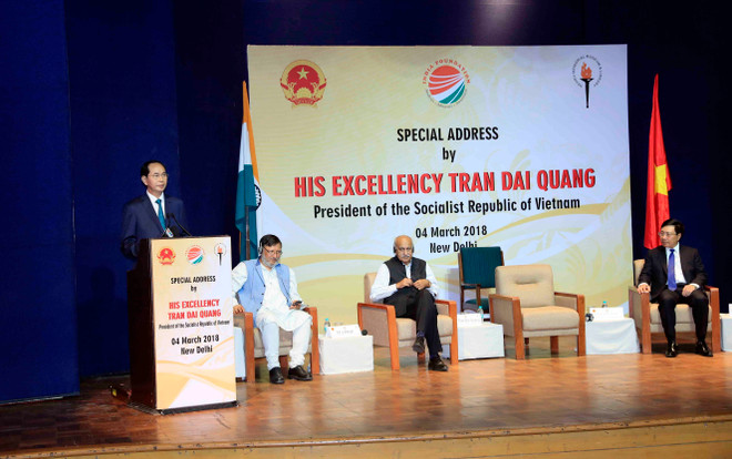 越南国家主席陈大光在新德里尼赫鲁纪念博物馆发表重要演讲 ảnh 1