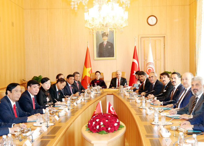越南国会主席阮氏金银与土耳其议会议长比纳利·耶尔德勒姆举行会谈 ảnh 2
