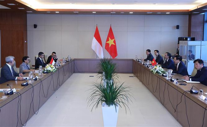 越南政府副总理兼外长范平明同印尼外长举行会谈 ảnh 2 越南政府副总理兼外长范平明同印尼外长举行会谈 ảnh 2
