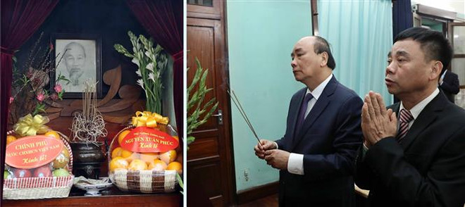 阮春福总理春节前在主席府内的67号房向胡志明主席敬香 ảnh 1 阮春福总理春节前在主席府内的67号房向胡志明主席敬香 ảnh 1