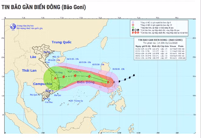 超强台风天鹅11月2日进入东海 可继续影响越南中部地区 ảnh 1