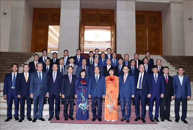 越南政府总理阮春福会见越南驻外大使、首席代表 ảnh 1 越南政府总理阮春福会见越南驻外大使、首席代表 ảnh 1