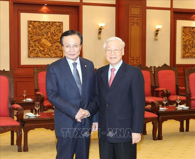 越南领导人会见韩国共同民主党代表团 ảnh 1 越南领导人会见韩国共同民主党代表团 ảnh 1