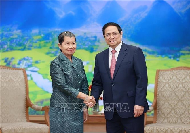 越南政府总理范明政会见柬埔寨副首相梅森安 ảnh 1 越南政府总理范明政会见柬埔寨副首相梅森安 ảnh 1