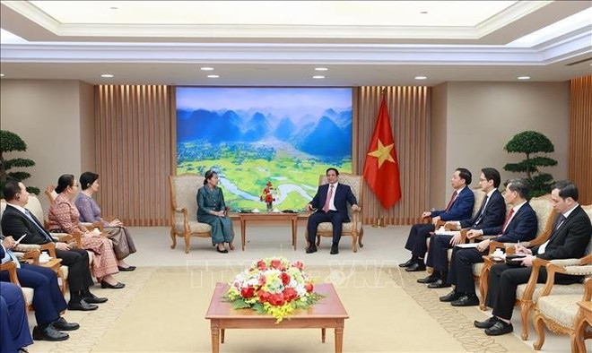 越南政府总理范明政会见柬埔寨副首相梅森安 ảnh 2 越南政府总理范明政会见柬埔寨副首相梅森安 ảnh 2