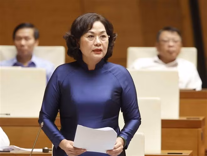 第十五届国会第六次会议：国家银行行长阮氏红回答国会代表的询问 ảnh 1