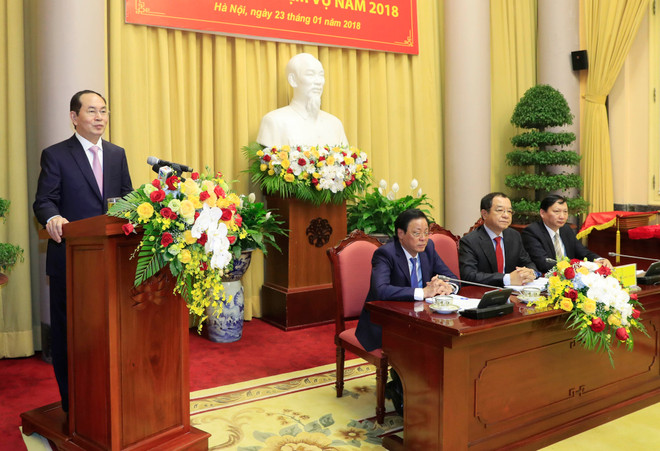 国家主席陈大光出席越南国家主席办公厅2017年工作总结暨2018年任务部署会议（组图） ảnh 2