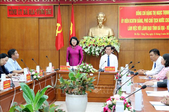 国家副主席邓氏玉盛来到巴地头顿省调研 ảnh 1 国家副主席邓氏玉盛来到巴地头顿省调研 ảnh 1
