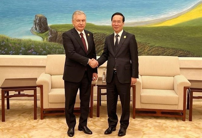 越南国家主席武文赏会见乌兹别克斯坦总统沙夫卡特·米尔济约耶夫 ảnh 1 越南国家主席武文赏会见乌兹别克斯坦总统沙夫卡特·米尔济约耶夫 ảnh 1