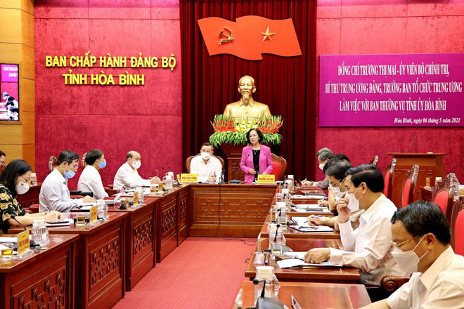 国会和人民议会换届选举：张氏梅视察和平省换届选举准备工作 ảnh 1