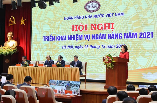 越南政府总理阮春福出席银行部门2021年任务部署会议 ảnh 2 越南政府总理阮春福出席银行部门2021年任务部署会议 ảnh 2