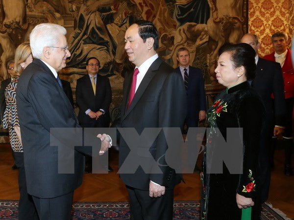 越南国家主席陈大光会见意大利总理马泰奥•伦齐 ảnh 3 越南国家主席陈大光会见意大利总理马泰奥•伦齐 ảnh 3