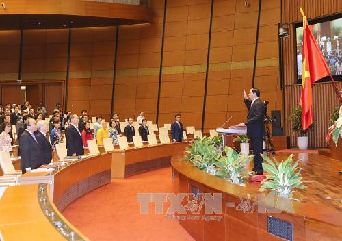 第十四届国会一次会议：陈大光主席的讲话彰显越南民族的决心和意志力 ảnh 1