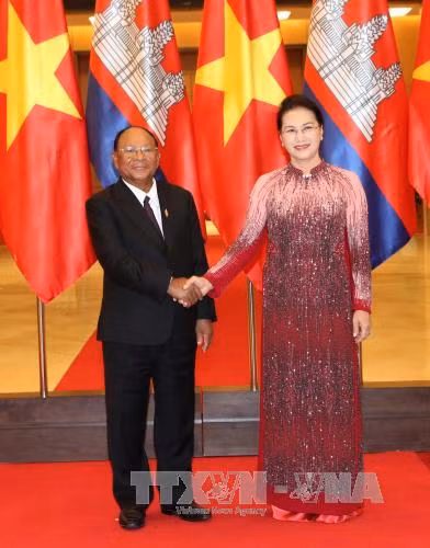 越南国会主席阮氏金银与柬埔寨国会主席韩桑林举行会谈 ảnh 2 越南国会主席阮氏金银与柬埔寨国会主席韩桑林举行会谈 ảnh 2