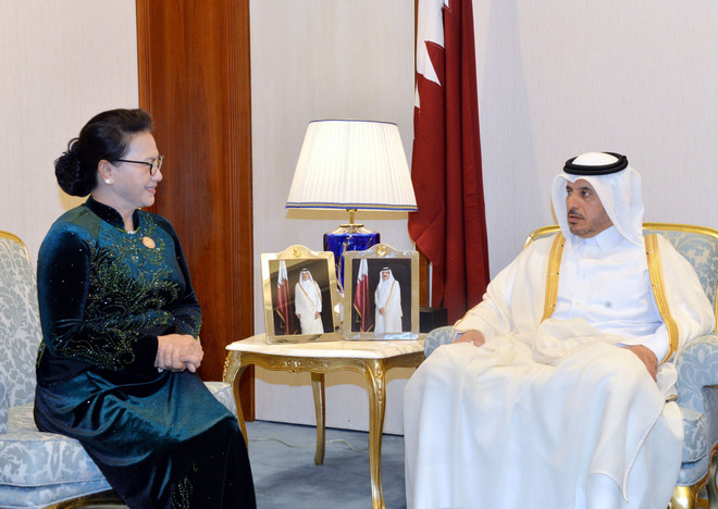 越南国会主席阮氏金银会见卡塔尔首相阿勒萨尼 ảnh 2 越南国会主席阮氏金银会见卡塔尔首相阿勒萨尼 ảnh 2